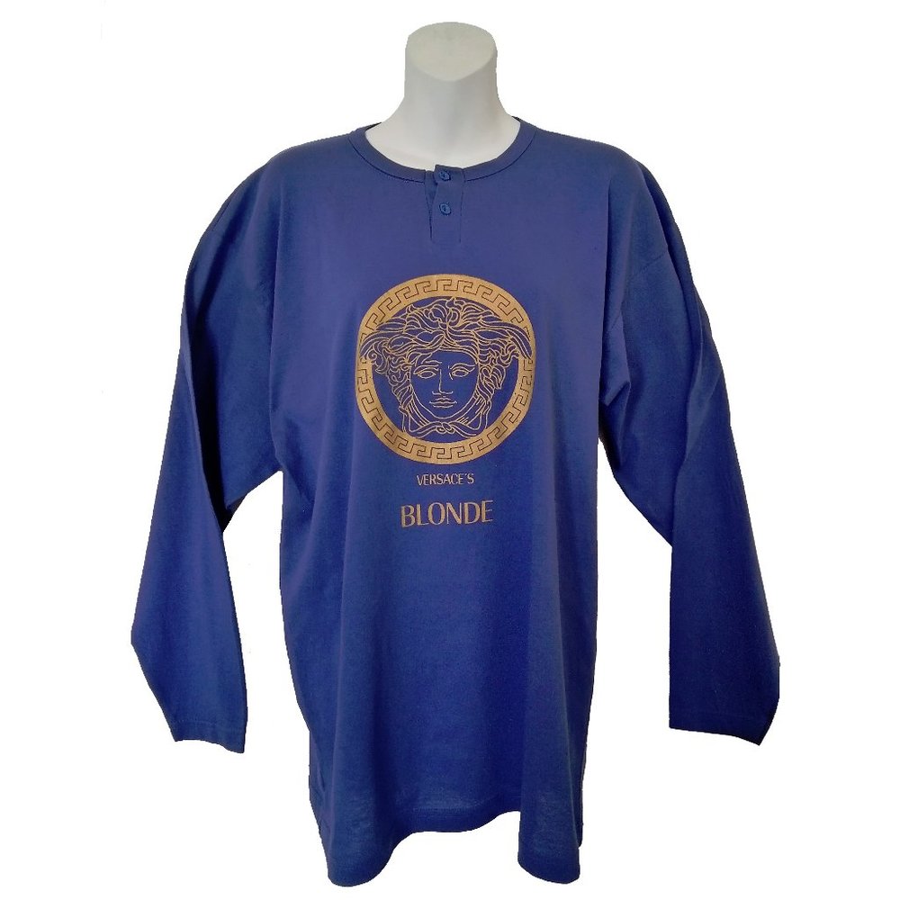VERSACE'S  BLONDE  Long Sleeve  Henley Style Tee